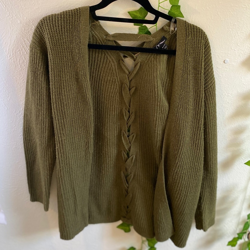 Army green Art Class cardigan
